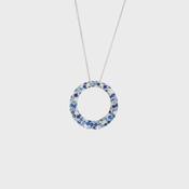 3.63ct Multi Sapphire and 0.17ct Natural Diamond Large Hoop Pendant in 18ct White Gold image