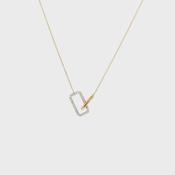 Natural Diamond Set Rectangle and Oval Interlink Pendant in 9ct Yellow Gold image