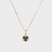 Vintage Sapphire and Natural Diamond Cluster Pendant in 14ct Yellow Gold image