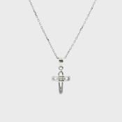 Three Stone Natural Diamond Open Cross Pendant in 18ct White Gold image