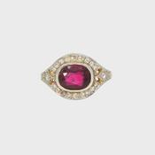 Vintage Natural Ruby and Diamond Dress Ring in 18ct Yellow Gold image