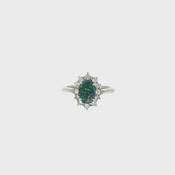 Vintage Natural Black Opal and Diamond Dress Ring in Platinum image