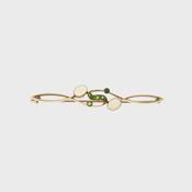 Vintage Art Deco Style Natural Opal and Demantoid Garnet Bar Brooch image