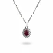 R0.44ct D0.11ct Ruby and Natural Diamond Cluster Pendant Set In 18ct White Gold image