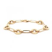 Round &amp; Oval Flat Link Bracelet 5.4g in 9ct Gold image