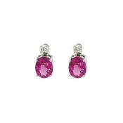 Rubellite &amp; Natural Diamond Stud Earrings in 18ct White Gold image