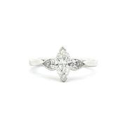 C0.71ct S0.32ct G vs1 Marquise Natural Diamond Ring With Pear Side Diamonds Set In 18ct White Gold