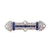 Sapphire and Diamond Art Deco Panel Brooch image