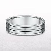 Satin &amp; Polished Gents 5 Row Fancy Wedding Band In 9ct White Gold - U