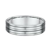 Satin &amp; Polished Gents 5 Row Fancy Wedding Band In 9ct White Gold - U