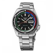 Seiko Gents 5 Sports Automatic Black Dial Accented With Green, Red, and Blue Details on Bracelet image