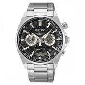 Seiko Gents Sport Chronograph Watch with Black Dial in Stainless Steel