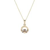 Small Claddagh Pendant &amp; Chain in 10ct Yellow Gold