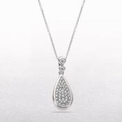 Sparkling Pear Shaped Natural Diamond Set Pendant in 9ct White Gold