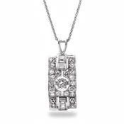 Vintage 2.55ct Natural Diamond Rectangle Shaped Pendant in 18ct White Gold image