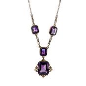 Vintage Amethyst Four Stone Pendant in 14ct Yellow Gold