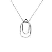 Wide Double Link Natural Diamond Set Pendant in 9ct White Gold image