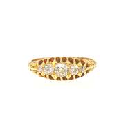 0.60ct Natural Diamond Vintage 5 Stone Victorian Graduated Ring Set in 18ct Yellow Gold image
