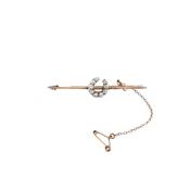 Antique Natural Diamond Horseshoe Bar Brooch in 18ct Yellow Gold image