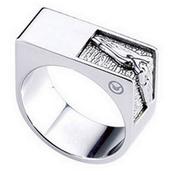 sector jewels tech ring in polished steel&amp;eagle engraved image