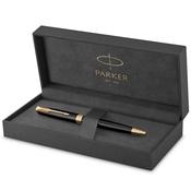 parker sonnet ballpoint pen black lacquer with gold trim medium point black ink image