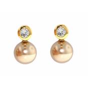 finesse gold plated bronze pearl crystal stud earrings image