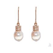 rose gold crystal &amp; pearl hook earrings image