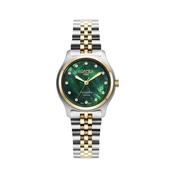 roamer cassandra diamond 31 mm two tone quartz watch green mop dial image