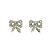 crystal bow rhodium earring image
