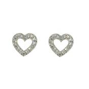 open heart rhodium earring image