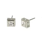 square stud rhodium earring image
