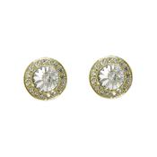 crystal pave round gold plated earring image