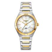 roamer eos classic ladies two tone mop dial bracelet watch