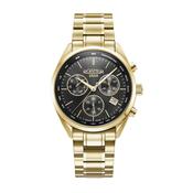 roamer pro chronograph gents gold plated black dial bracelet watch