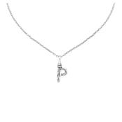 uno de 50 p�s 2.5mm little letter p metal charm clad with silver. charm only