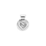 uno de 50 heart 2mm metal heart charm clad with silver. charm only
