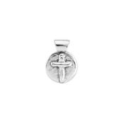 uno de 50 cross 2mm metal cross charm clad with silver. charm only