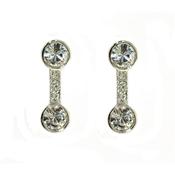 crystal drop stud rhodium earring image