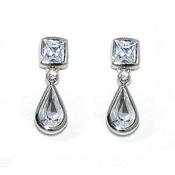 crystal pear drop rhodium earring image