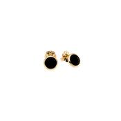 aquaforte tonde reverse stud earrings with black  faceted venitian glass 12mm image