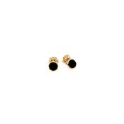 aquaforte tonde reverse stud earrings with black  faceted venitian glass 10mm image