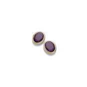aquaforte caramelle ovali stud earrings with amethyst faceted venitian glass image