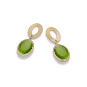 aquaforte caramelle vintage pendant earrings with cat's eye green glass paste image