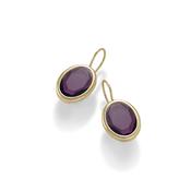 aquaforte caramelle ovali leverback earrings with amethyst  faceted venitian glass image