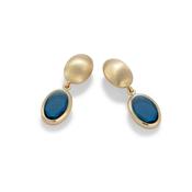 aquaforte caramelle ovali pendant earrings with blue faceted venitian glass image