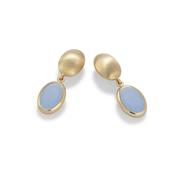 aquaforte caramelle ovali pendant earrings with milky blue faceted venitian glass image