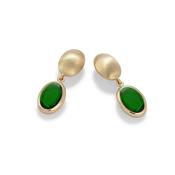aquaforte caramelle ovali pendant earrings with bottle-green  faceted venitian glass image