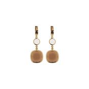 aquaforte coriandoli veneziani dangling snap earrings with white and cognac  faceted venitian glass image