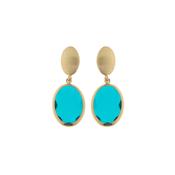 aquaforte caramelle marine ovali dangling earrings with big petrol colour  faceted venitian glass image