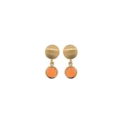 aquaforte mignon earrings with satin round head and orange red  faceted venitian glass pendants image
